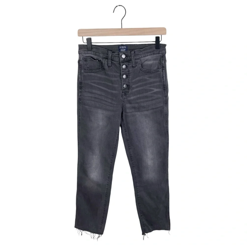 J. Crew Vintage Straight Jean with Cut Hem in Asphalt Wash Black AS171 Size 26